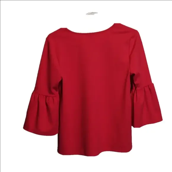 Ann Taylor 3/4 Bell Sleeve Vneck Pullover Blouse Size SP Excellent Condi… - Picture 2 of 4